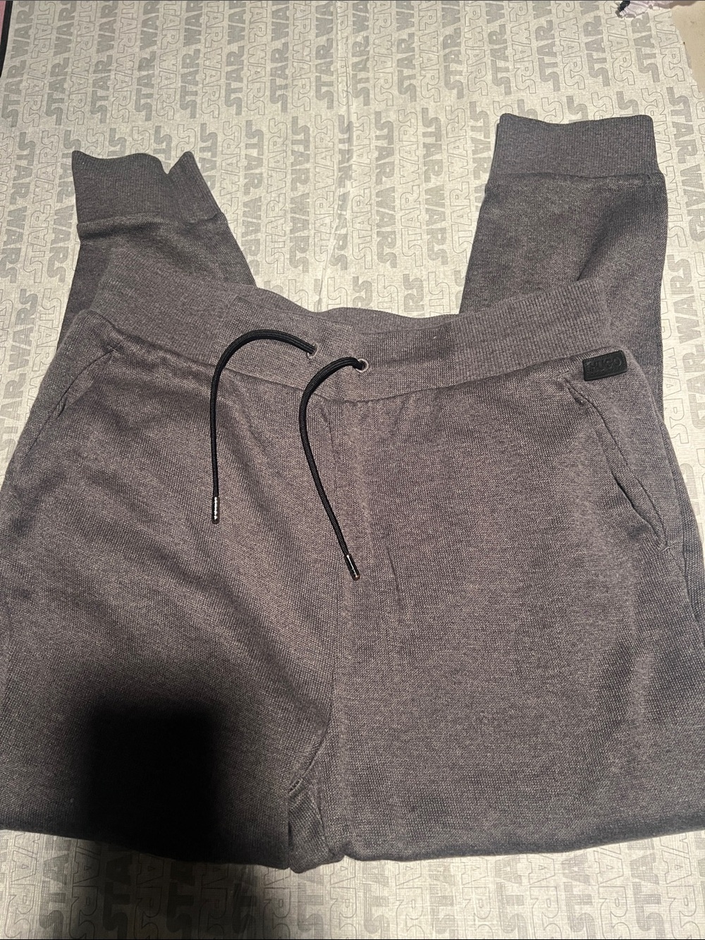 HUGO Men's Charcoal Slim Fit Jogger Sweatpants with Drawstring